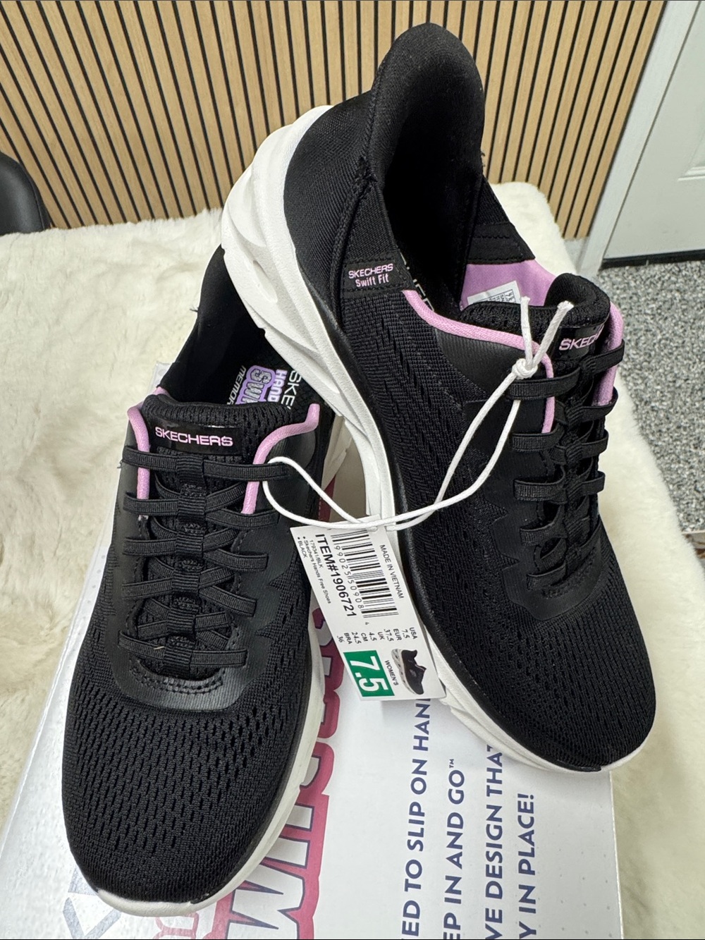 Skechers Women's Black Athletic Sneakers with Pink Trim